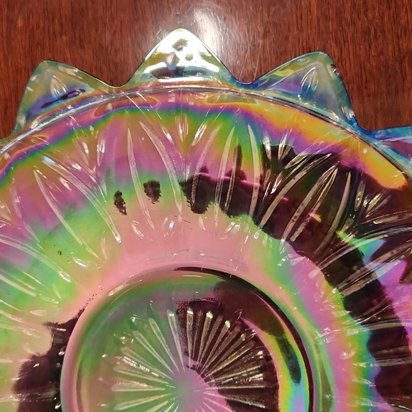 Midcentury Carnival glass cake plate - Picture 3 of 3